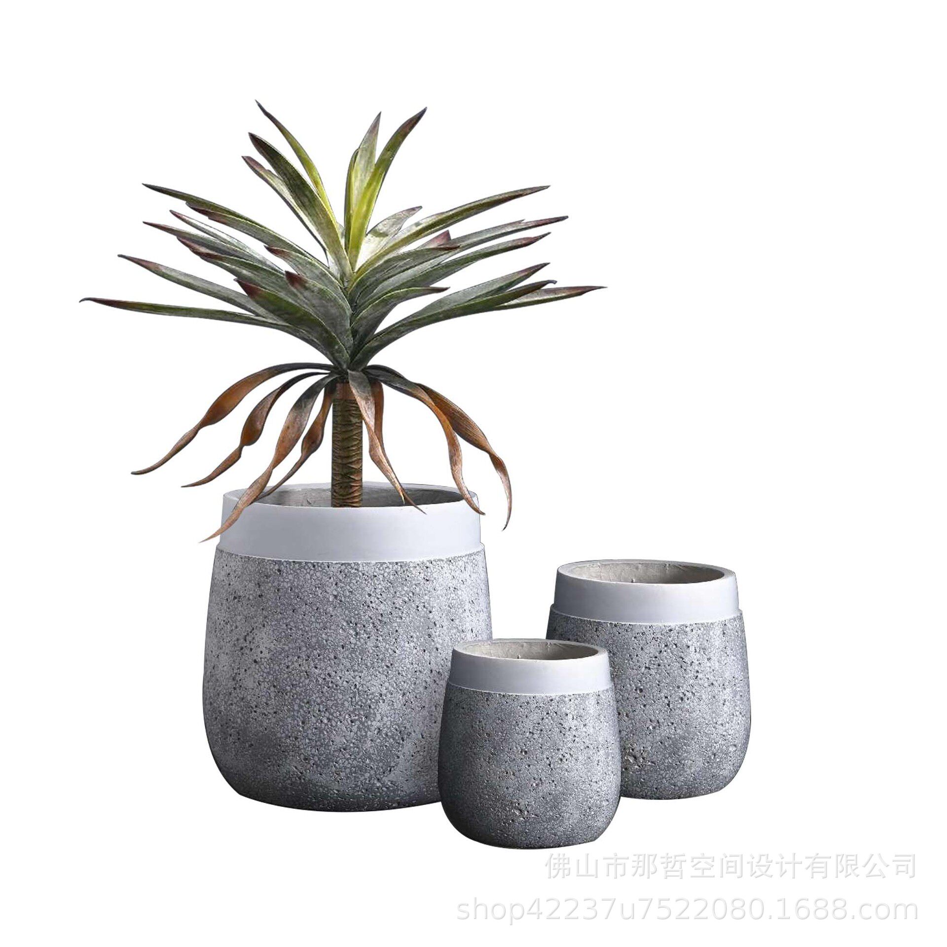 北欧简约花卉庭院仿水泥花盆室内绿萝种植盆栽圆形玻璃钢组合