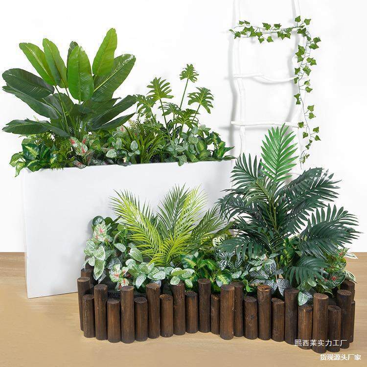 户外绿植花箱服装店橱窗隔断网红室内落地假盆栽室外造景组合