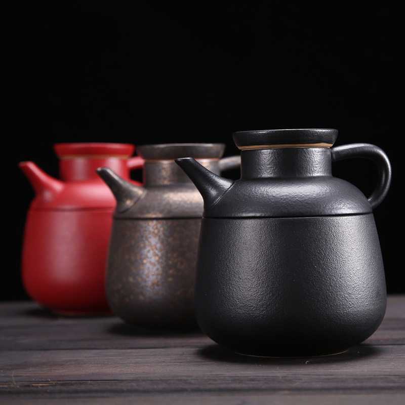 复古粗陶温酒器家用中国风酒具套装烈酒黄酒瓶酒杯热温酒壶酒蛊