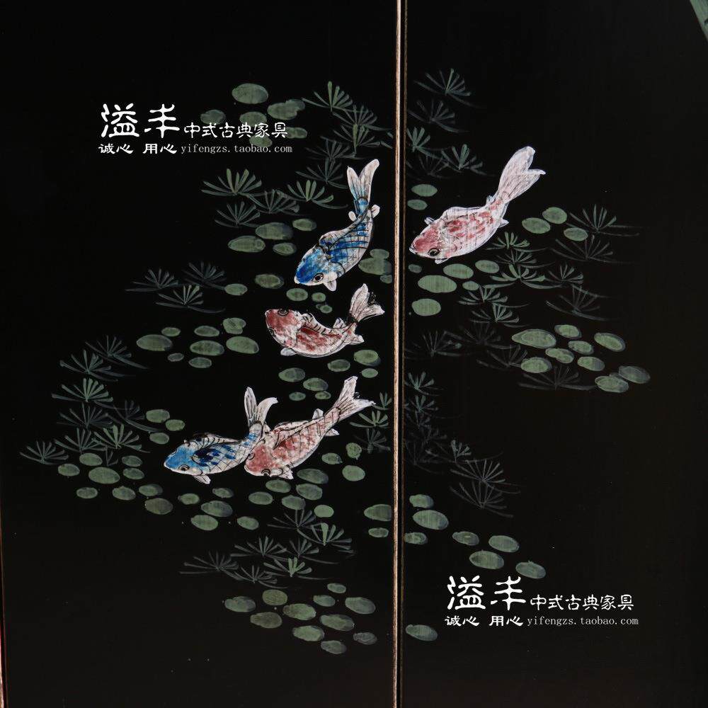 现代新中式仿古典实木彩绘书柜书橱复古客厅置物柜储物玄关门厅柜