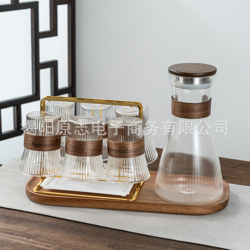 高硼硅玻璃冷水壶带托盘套装