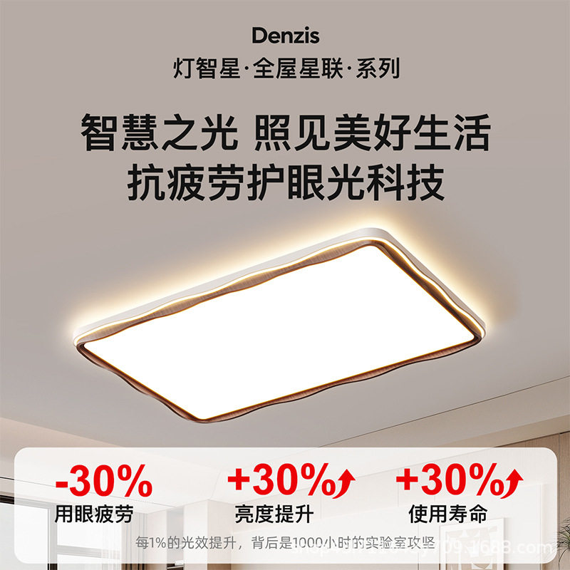 工厂直销中古风led客厅吸顶灯卧室灯创意简约现代大厅灯长方形灯