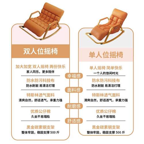 摇摇椅家用客厅躺椅大人休闲懒人椅阳台双人逍遥可躺可睡沙发摇椅