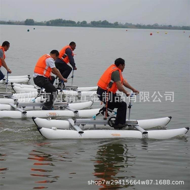 水上单人浮筒单车游乐园充气自行车户外双人娱乐车休闲脚踏车