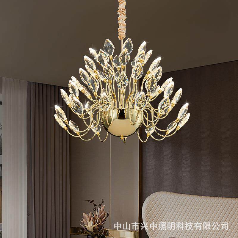 别墅轻奢法式水晶吊灯后现代卧室客厅餐厅创意书房房间艺术灯具