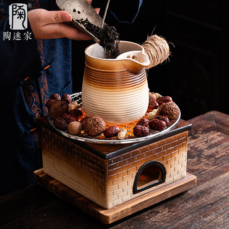 陶迷老式灶台碳炉围炉煮茶罐罐茶壶家用室内烧烤炉耐高温陶瓷套装
