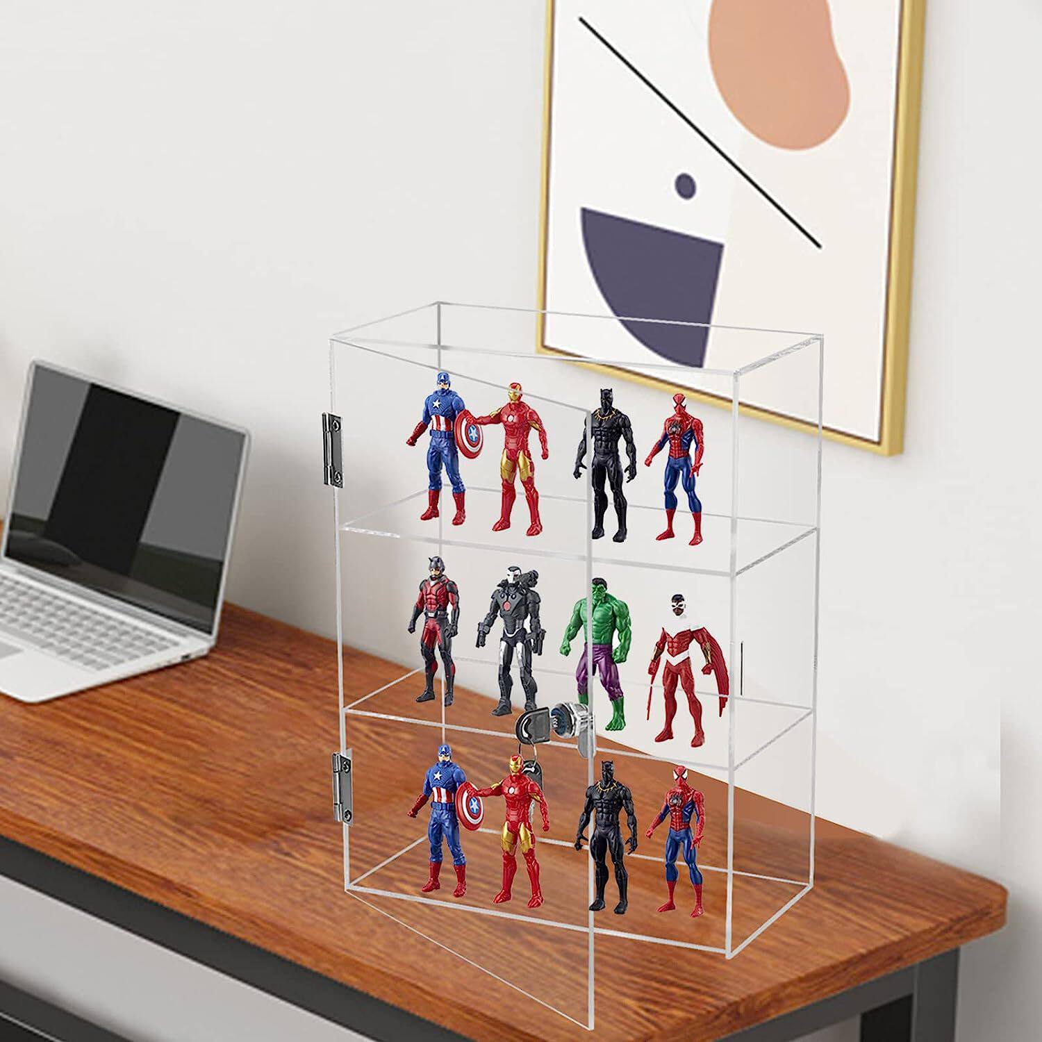 3层亚克力展示柜带锁收藏品储物柜FunkoPop公仔展示盒透明潮玩