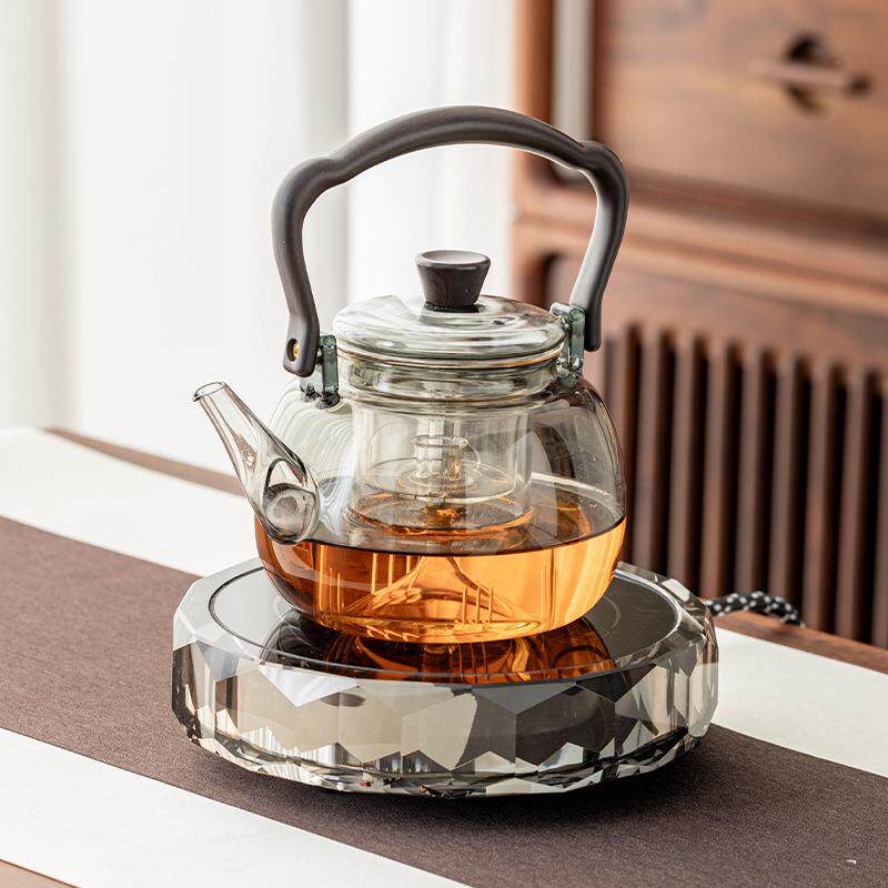 电陶炉家用蒸煮养生玻璃提梁茶壶套装高颜值轻奢水晶煮茶炉烧水炉
