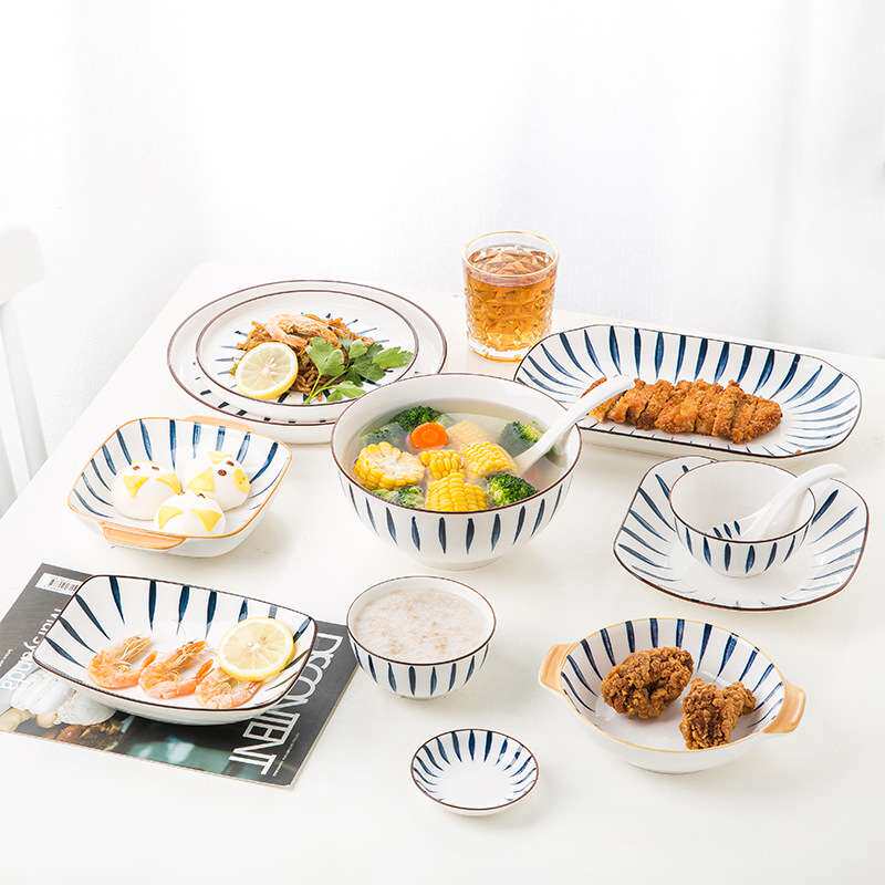 家用碗碟套装米饭碗日式大面碗汤碗菜盘组合学生宿舍碗盘餐具套装