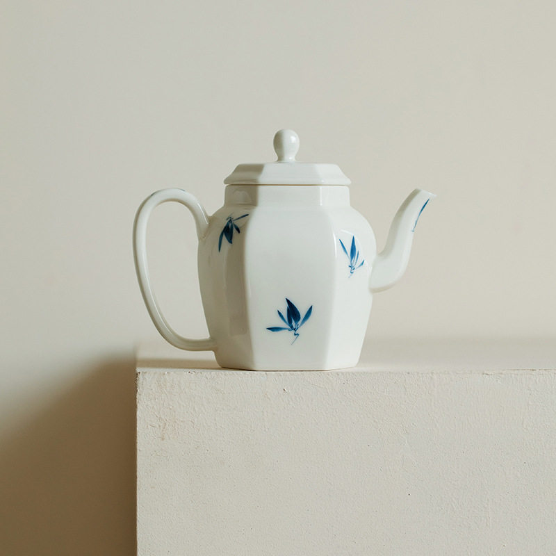 纯手绘蝴蝶兰陶瓷功夫茶壶带滤网