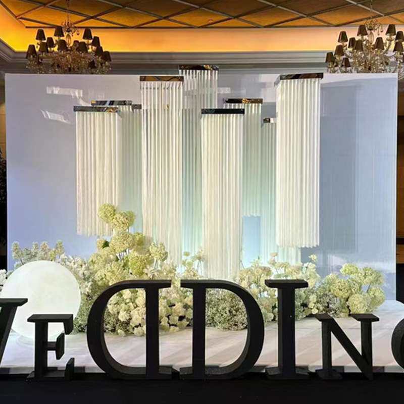 婚庆道具成品流苏帘方形半雪摆件路引婚礼堂装饰线帘舞台背景装饰