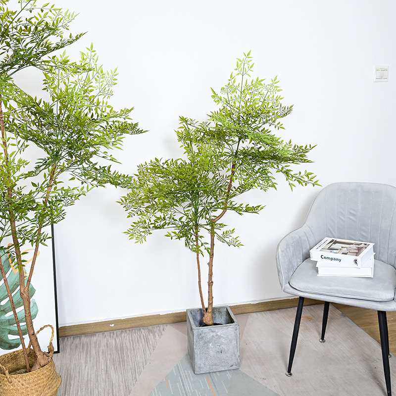 仿真绿植绿色南天竹假树盆栽植物大型落地装饰网红造景高仿真