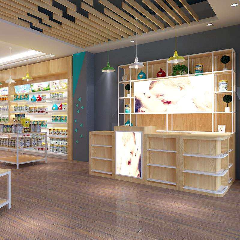 孕婴店木质组合吧台母婴店收银台孕婴店母婴用品收银柜厂家