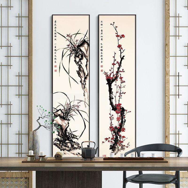 梅兰竹菊 新中式玄关画客厅三联画新中式客厅装饰画竹子挂画