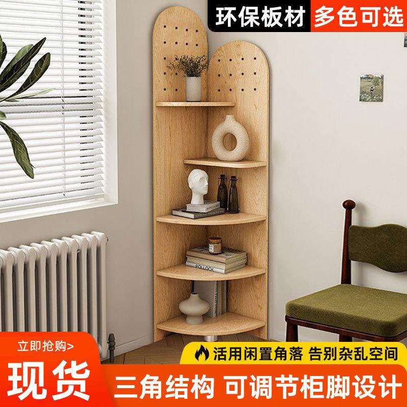 简约靠墙三角柜客厅转角柜墙角柜小户型家用角落柜实木转角置物架