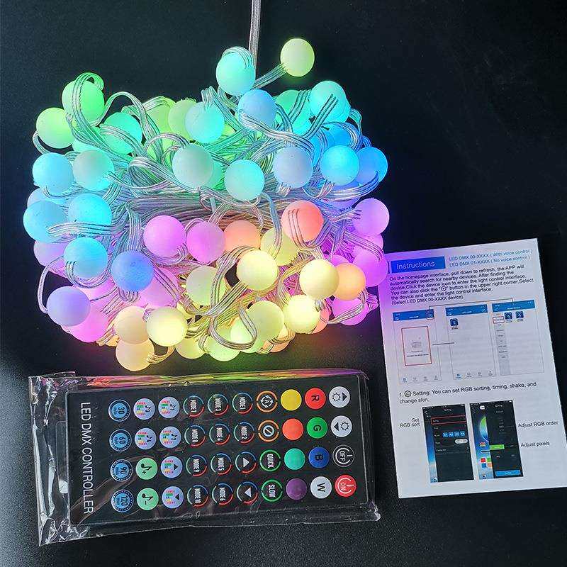 网红声控串串灯幻彩跑马流水灯串 轻量化LED户外防水RGB氛围灯