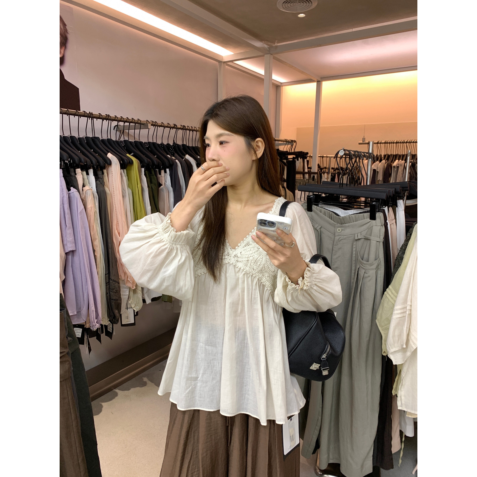 韩重工假两件防晒娃娃衫随意搭配都超级出片小衫(含麻料)88029#
