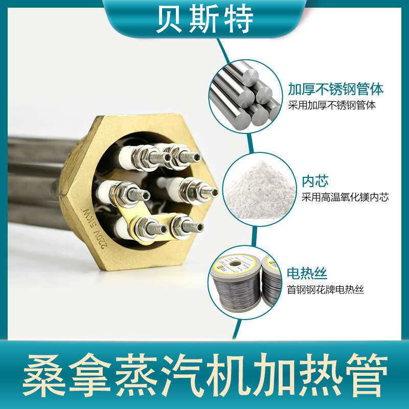 贝斯特桑拿房加热管不锈钢洗浴蒸汽机发生器电热管恒温加热棒