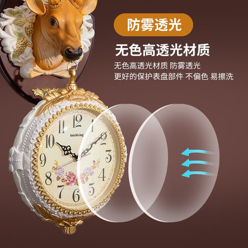 鹿头双面挂钟现代网红轻奢精美钟表酒店家用客厅挂墙时钟风北欧