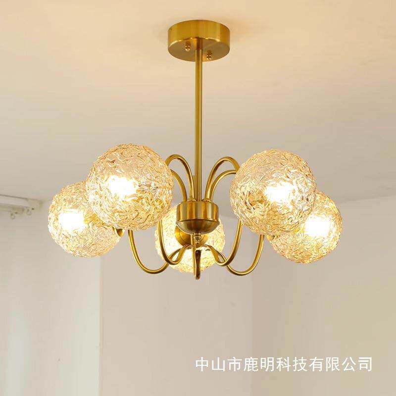 美式简约全铜吊灯法式奶油风温馨浪漫主卧轻奢餐厅灯客厅装饰吊灯