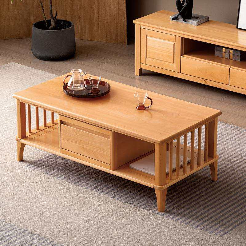 榉木实木电视柜1.8米小户型客厅全实木电视柜茶几组合收纳柜现代