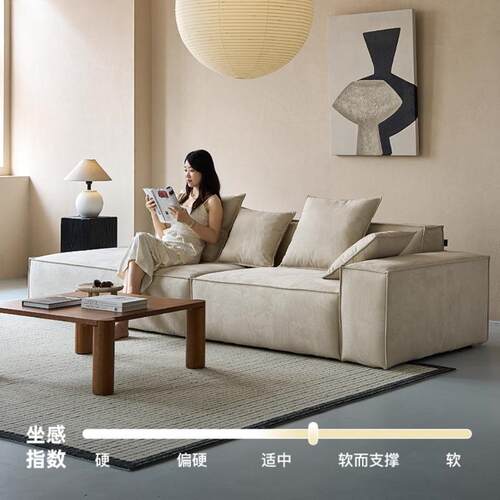 单扶手豆腐块沙发凯撒玛莎磨砂布艺岛屿沙发小户型温妮沙发防猫抓