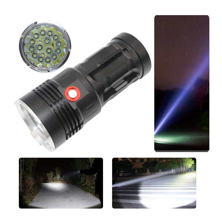 新款15灯T6小钢炮 DC 直充手电筒矿灯使用四节18650电池厂家直销