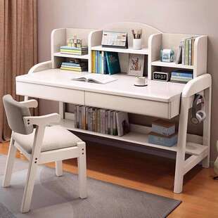 书桌学生专用儿童初中小学生书桌书架家用实木可升降学习桌椅套装