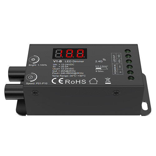 V1-B DC12-24V双旋钮恒压LED调光器数字显示 PWM频率可选呼吸渐变