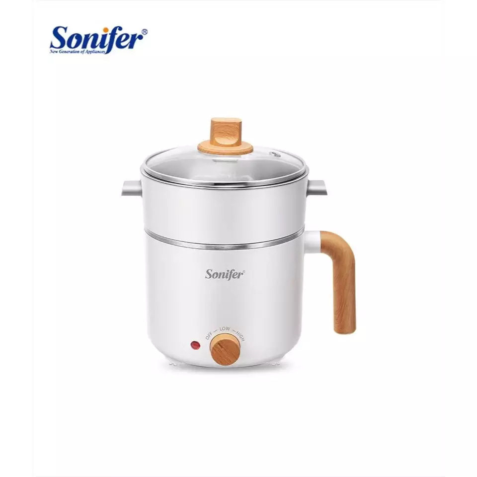 Sonifer 600W不锈钢带恒温控制多功能1.2l蒸汤炖迷你电锅 SF-1506