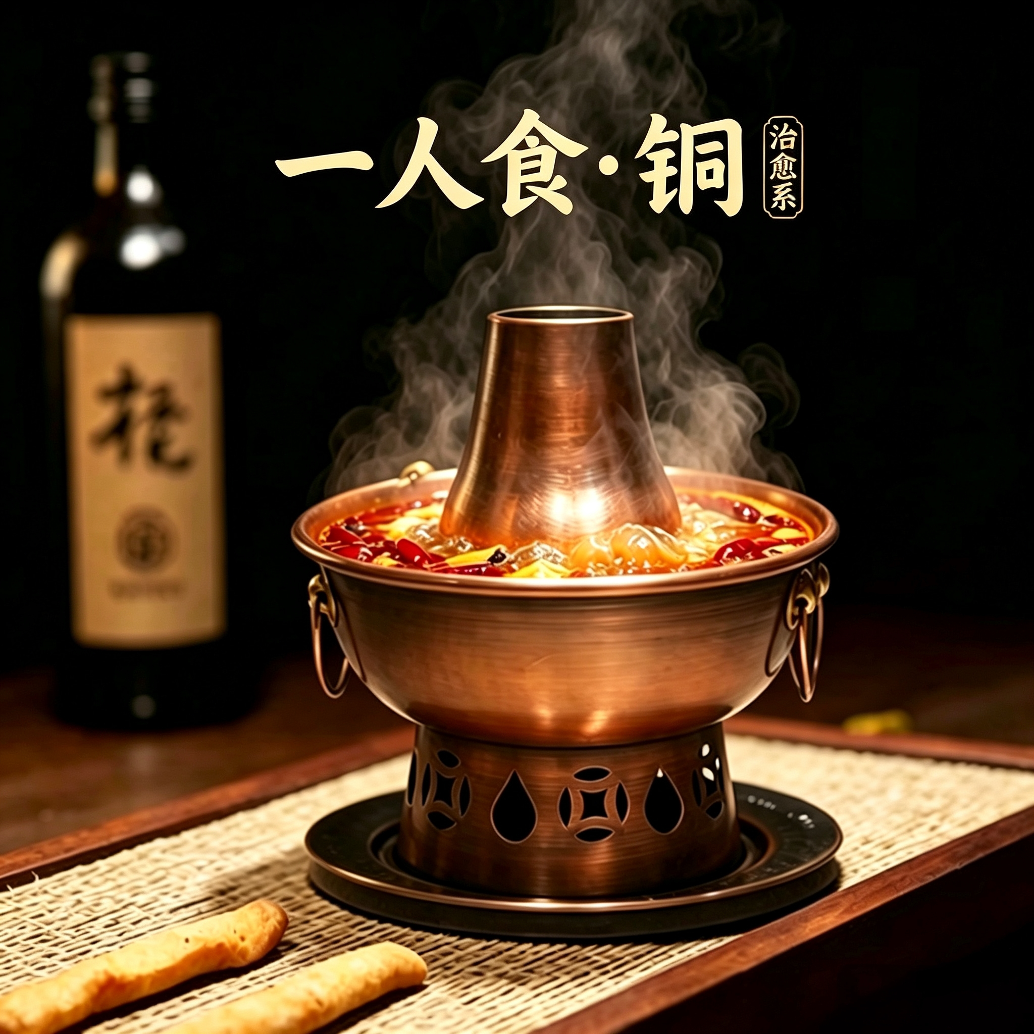 铜火锅单人小铜锅一人食铜锅火锅加厚户外露营纯紫铜环保油家商用