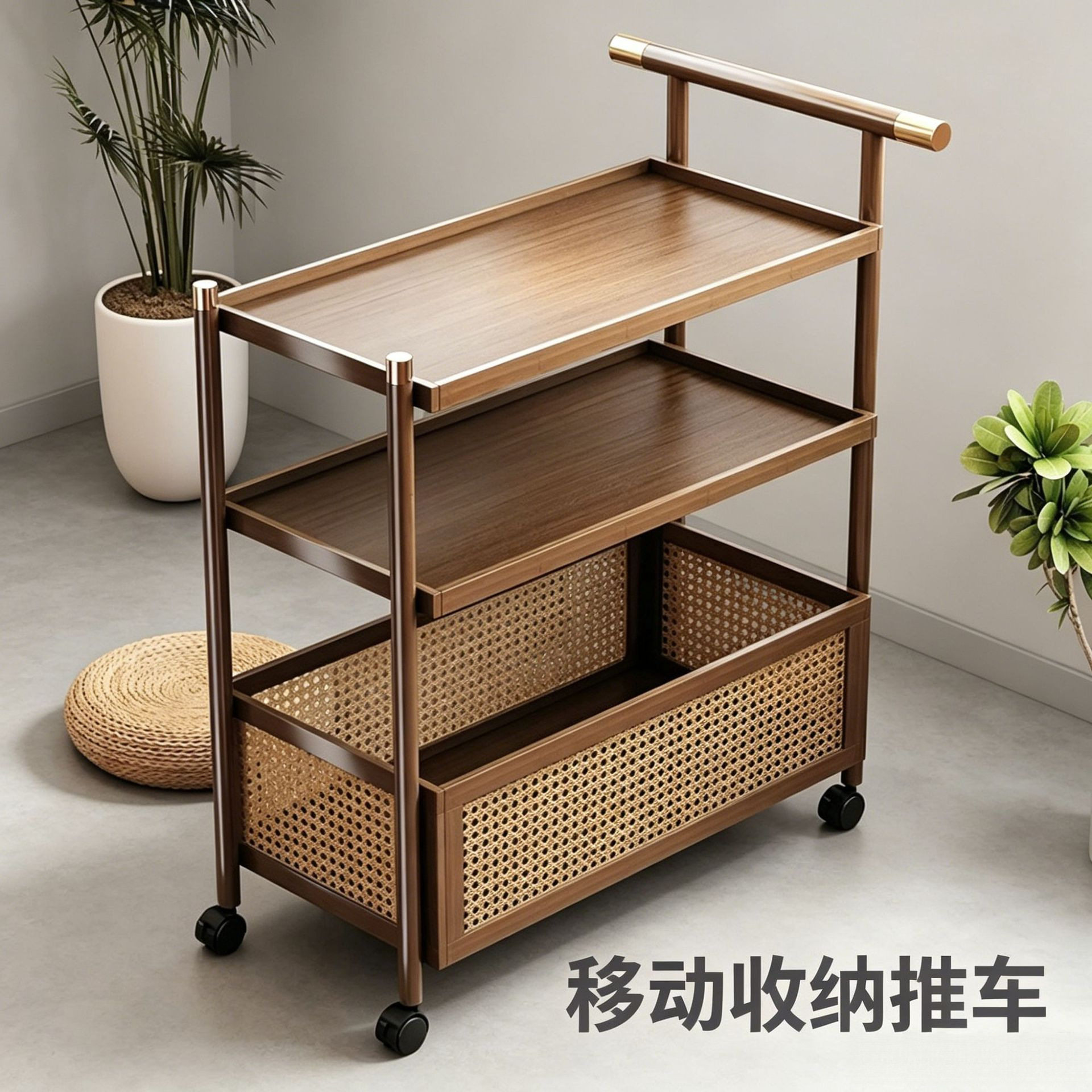 中式移动小茶几沙发边几收纳置物架酒店茶水柜院置物架小边几