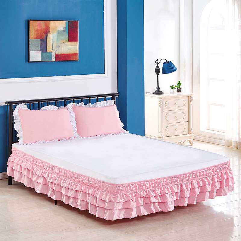 外贸床品三层百褶松紧床裙公主多层床裙Multi-Ruffle bed skirt