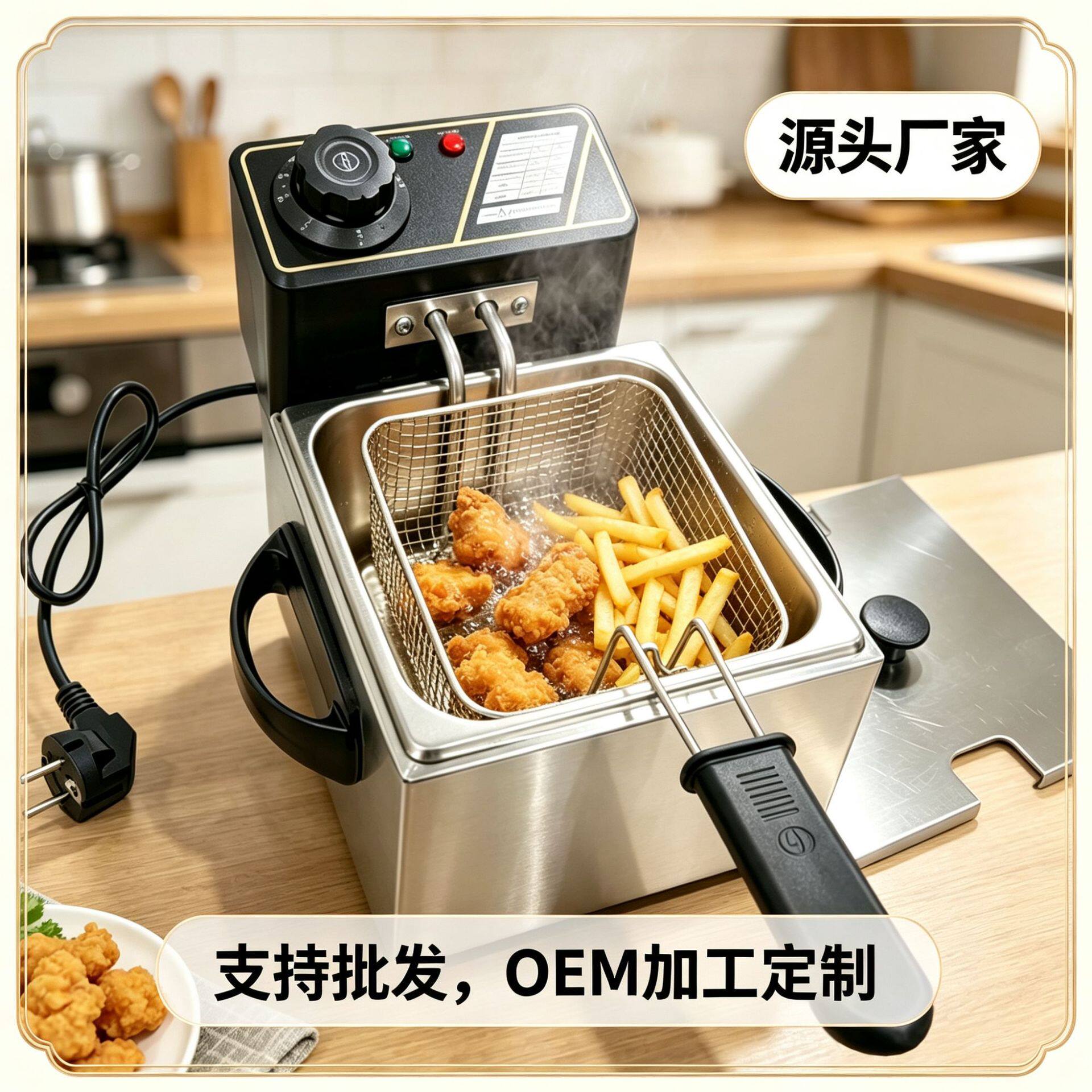 家用2L电炸炉油炸锅电炸锅油炸炉出口批发可改插头110V源头厂家
