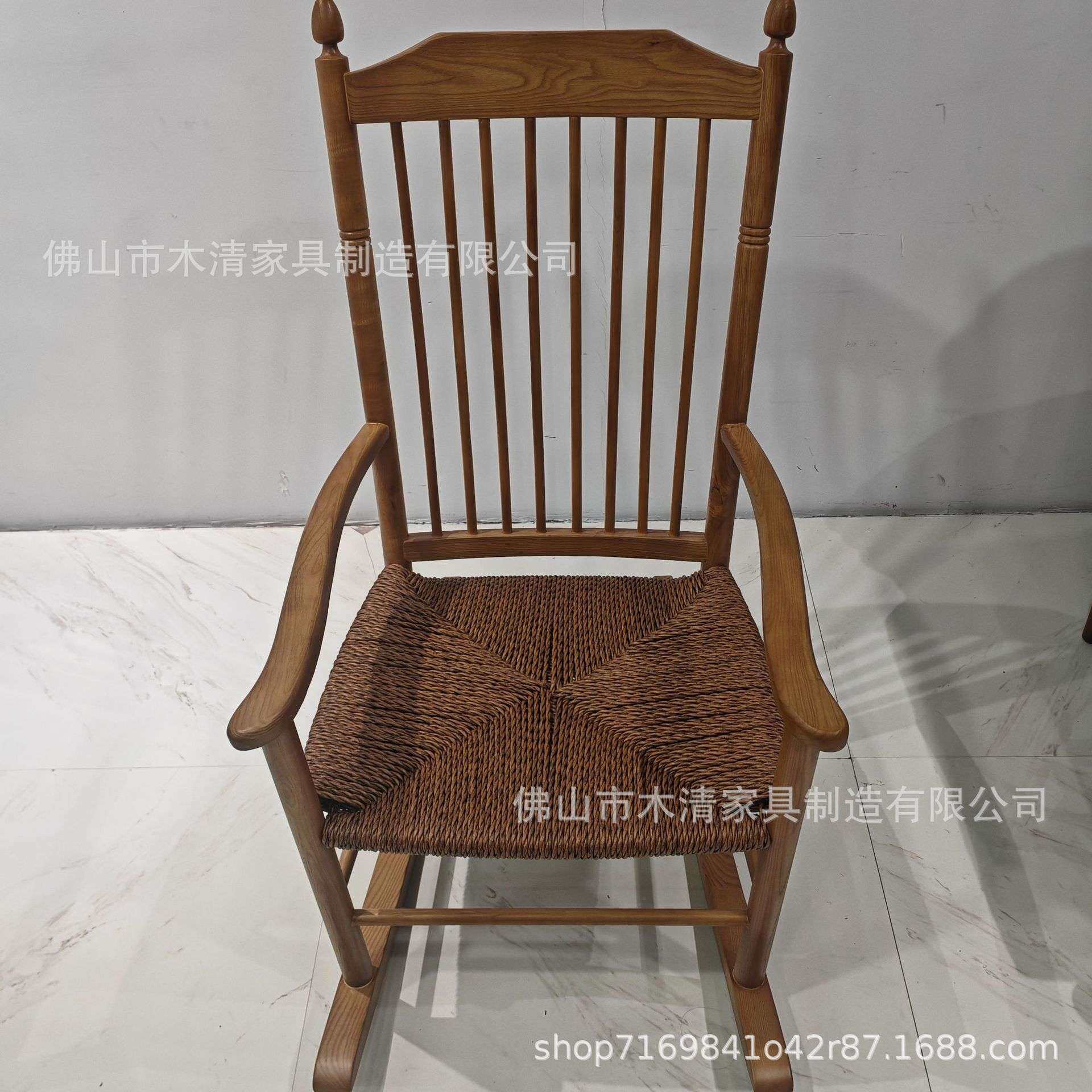 印尼摇椅实木休闲家用阳台马洛夫躺椅藤编懒人复古沙发摇椅子