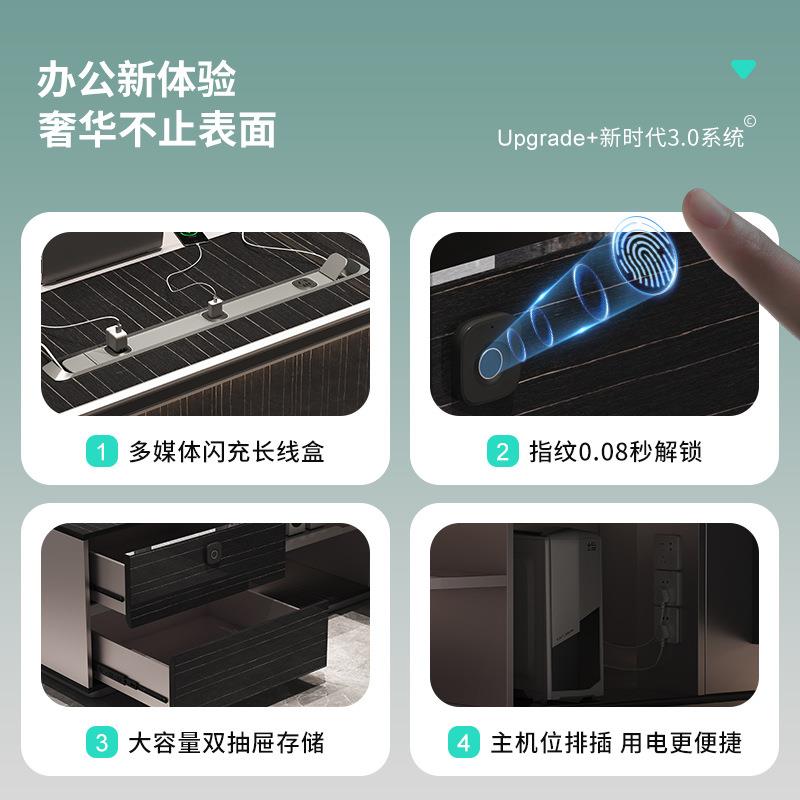 高档老板桌简约现代总裁大班台董时尚轻奢事长办公室办公桌椅组合