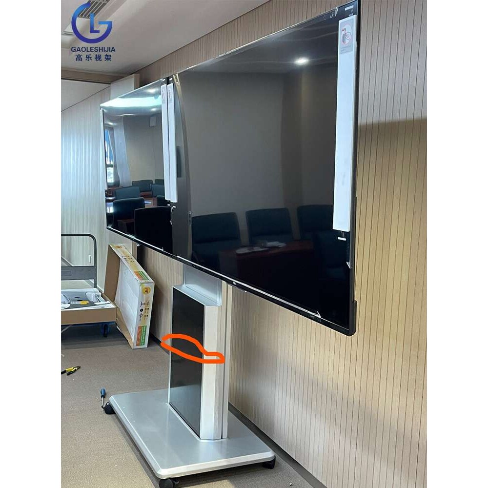 挂双屏电视支架5565寸左右挂液晶显示器挂架视频会议推车带终端柜