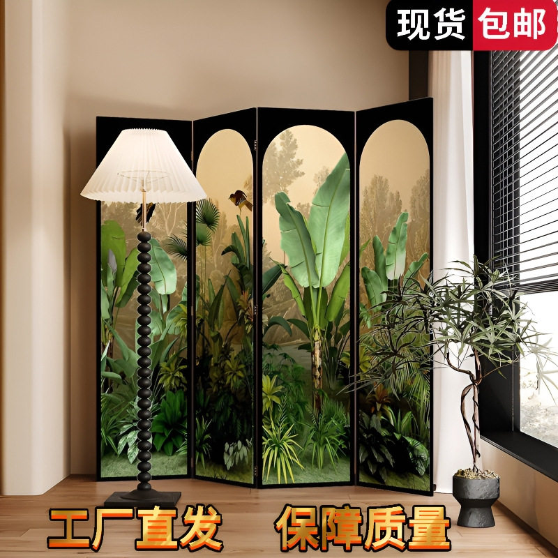 直播间摄影现代装饰隔断屏风南洋风屏风折叠移动隔断客厅卧室房间