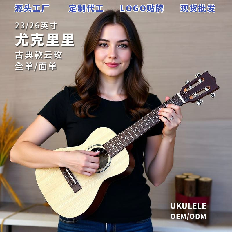 23英寸尤克里里云杉玫瑰木高颜值入门级Ukulele实木夏威夷小吉他