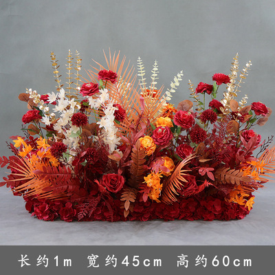 新款婚庆红色路引花地排花装饰