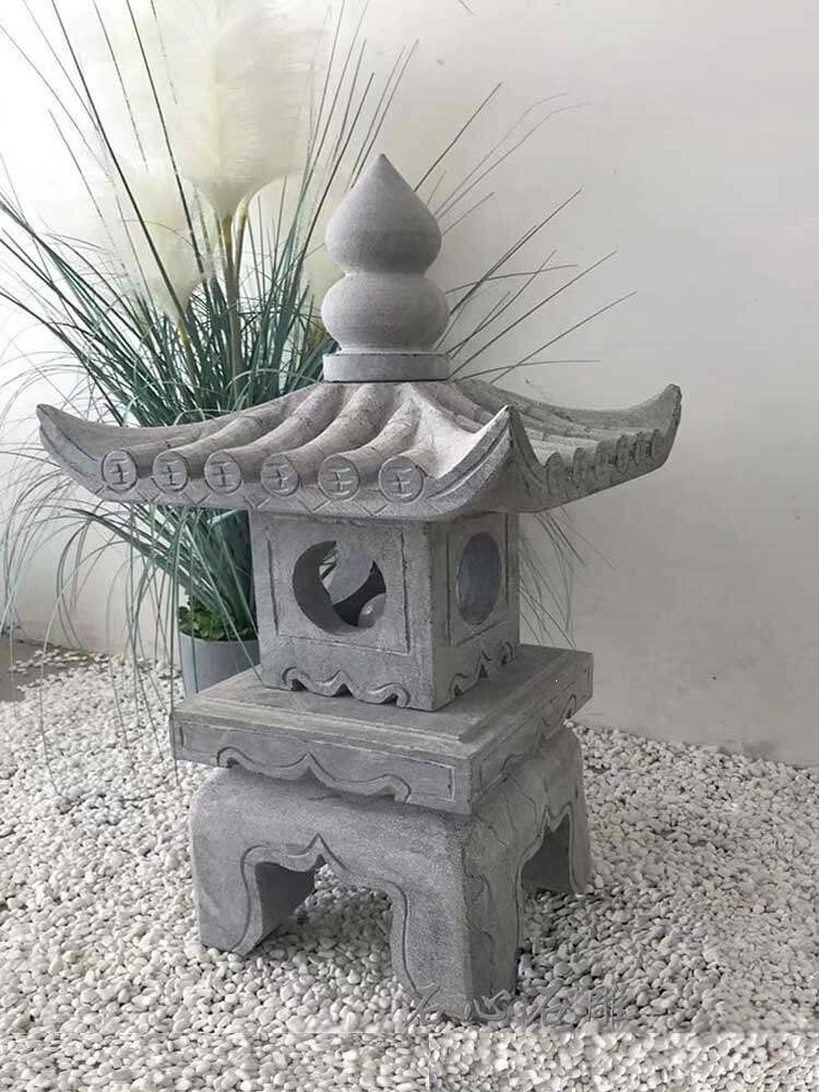 石灯笼日式庭院石灯中式户外草坪灯青石仿古电石灯禅意石雕摆件