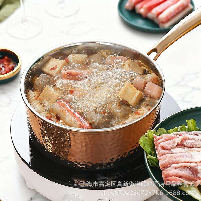304不锈钢汤锅单柄奶锅宝宝辅食锅煮奶锅雪平锅无涂层泡面锅家用