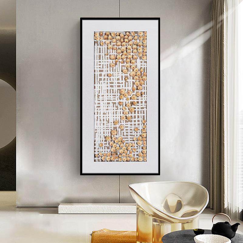 简约手工绕线实物立体挂画新中式客厅玄关酒店装饰画卧室工艺画