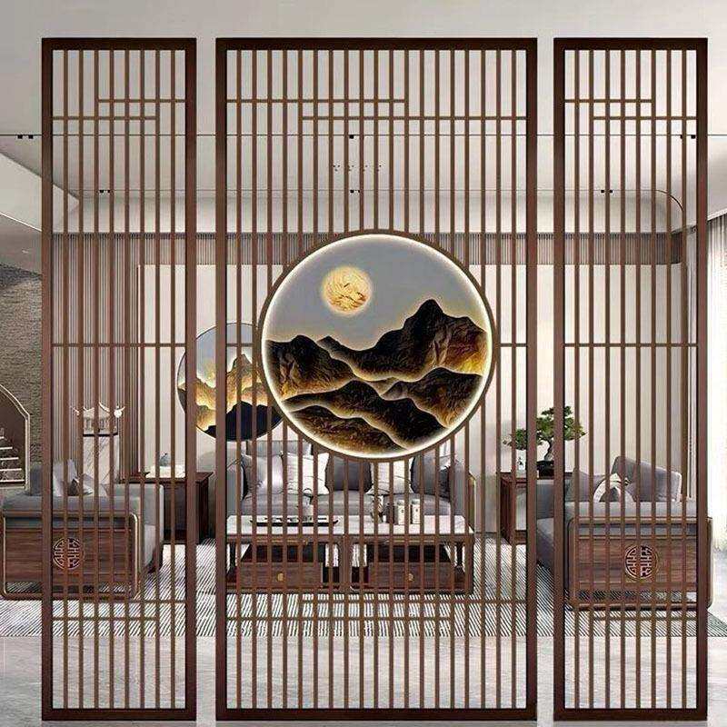 现代轻奢客厅铁艺不锈钢屏风隔断洗手间卫生间半墙遮挡屏风