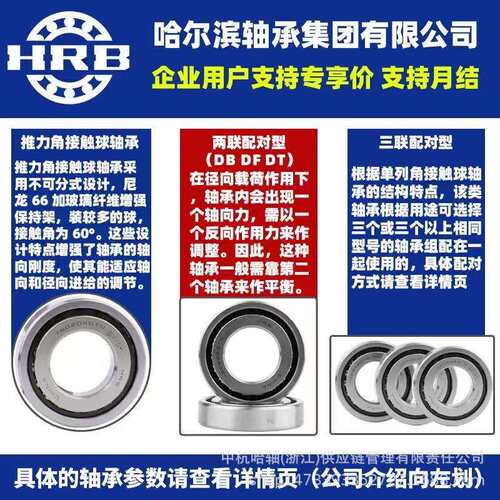 HRB 哈尔滨轴承 7603055 TN P4 DB DT DF 两联配对