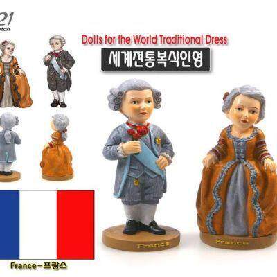 创意树脂工艺品法国传统服饰人偶仿真人物模型摆件家居装饰1对