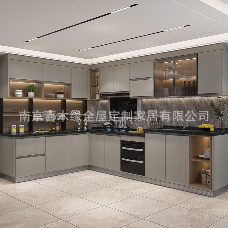 南京喜木缘整体橱柜简约厨房组装一体石英石台面家用U型灶台