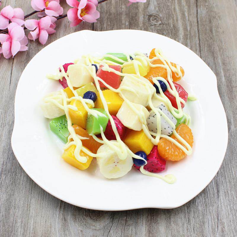 摆件仿真水果模型切块沙拉拼盘食物模型西餐简餐果盘拍摄装饰道具