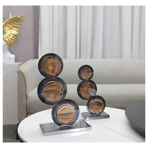 现代简约几何水晶摆件客厅卧室玄关酒店电视柜样板房软装家居饰品