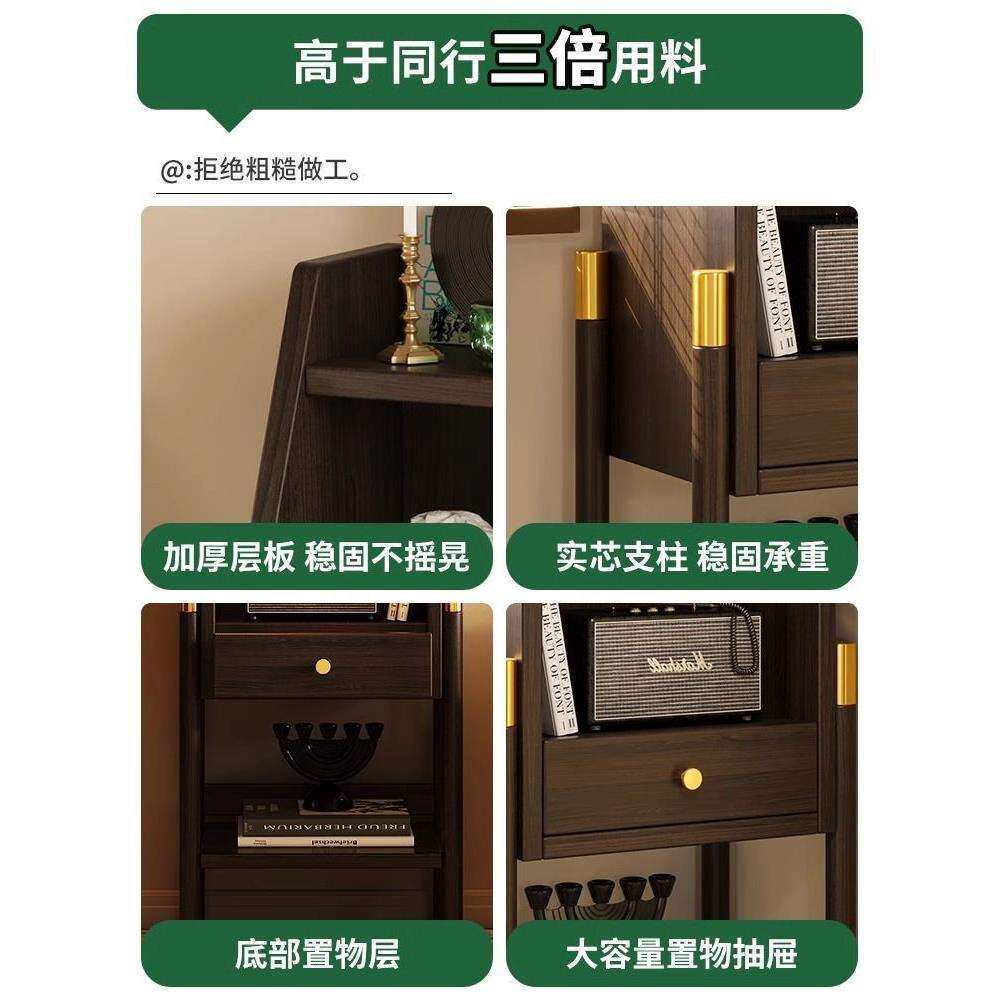 书架置物架落地组合书柜家用收纳边柜儿童美式立柜客厅多层展示柜